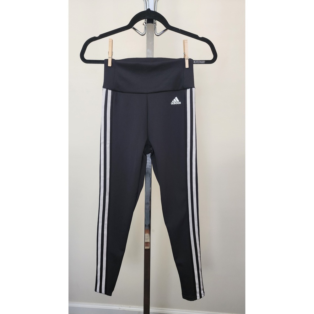 Adidas Aeroready 3-Stripe High Waisted Leggings Black White GL4040 Womens XS